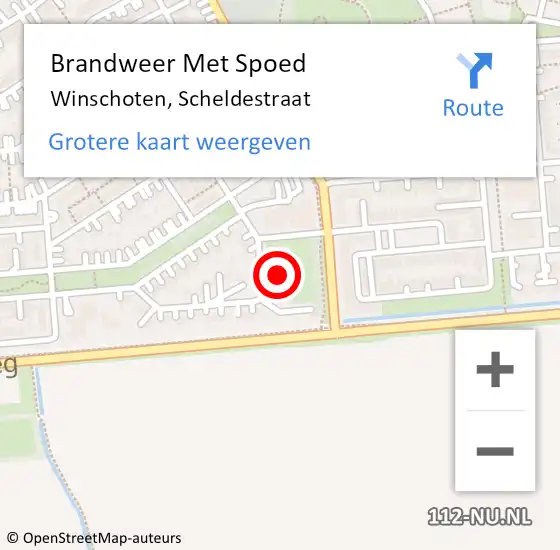 Locatie op kaart van de 112 melding: Brandweer Met Spoed Naar Winschoten, Scheldestraat op 19 april 2023 19:06