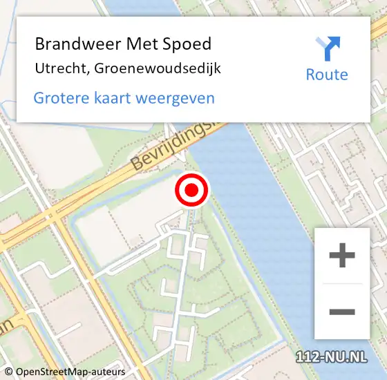 Locatie op kaart van de 112 melding: Brandweer Met Spoed Naar Utrecht, Groenewoudsedijk op 19 april 2023 19:12