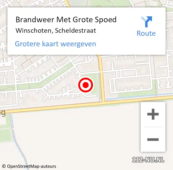 Locatie op kaart van de 112 melding: Brandweer Met Grote Spoed Naar Winschoten, Scheldestraat op 19 april 2023 19:12