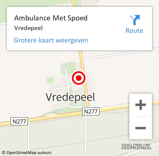 Locatie op kaart van de 112 melding: Ambulance Met Spoed Naar Vredepeel op 19 april 2023 20:59