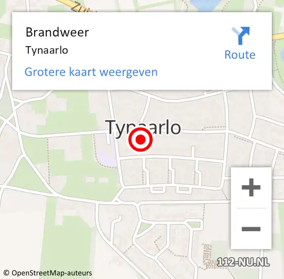 Locatie op kaart van de 112 melding: Brandweer Tynaarlo op 19 april 2023 21:55