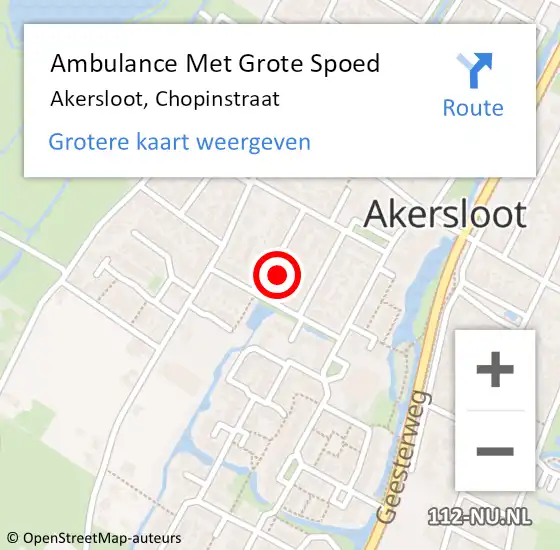 Locatie op kaart van de 112 melding: Ambulance Met Grote Spoed Naar Akersloot, Chopinstraat op 19 april 2023 23:41