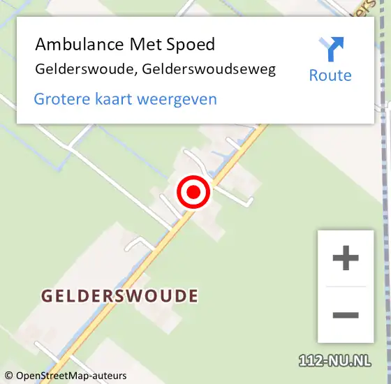 Locatie op kaart van de 112 melding: Ambulance Met Spoed Naar Gelderswoude, Gelderswoudseweg op 20 april 2023 06:49