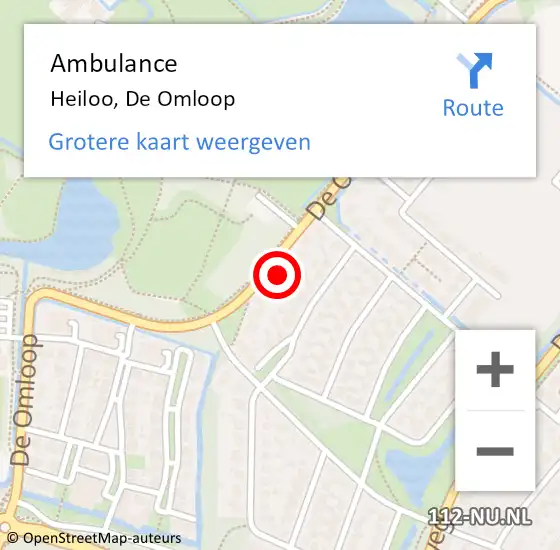 Locatie op kaart van de 112 melding: Ambulance Heiloo, De Omloop op 20 april 2023 10:44