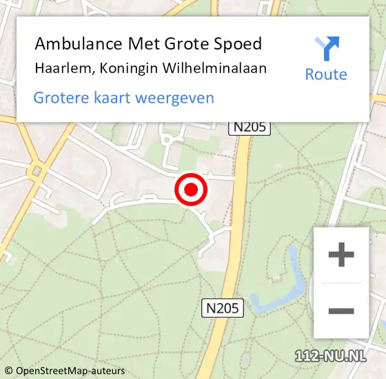 Locatie op kaart van de 112 melding: Ambulance Met Grote Spoed Naar Haarlem, Koningin Wilhelminalaan op 20 april 2023 11:29