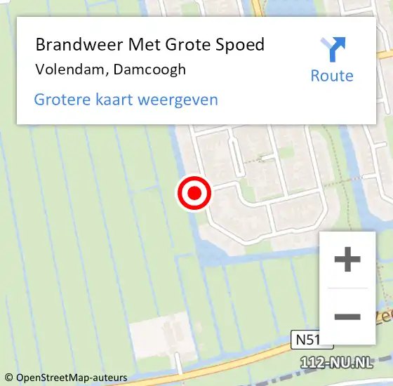 Locatie op kaart van de 112 melding: Brandweer Met Grote Spoed Naar Volendam, Damcoogh op 20 april 2023 16:33