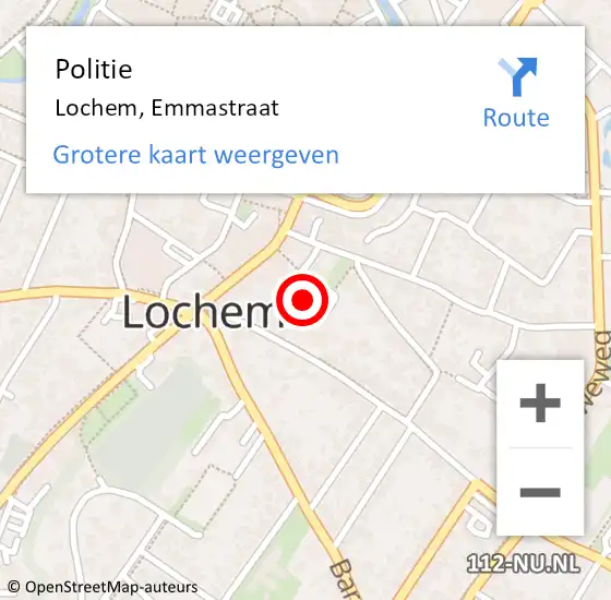 Locatie op kaart van de 112 melding: Politie Lochem, Emmastraat op 20 april 2023 16:50