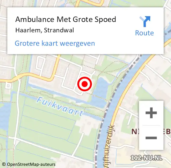 Locatie op kaart van de 112 melding: Ambulance Met Grote Spoed Naar Haarlem, Strandwal op 20 april 2023 17:28