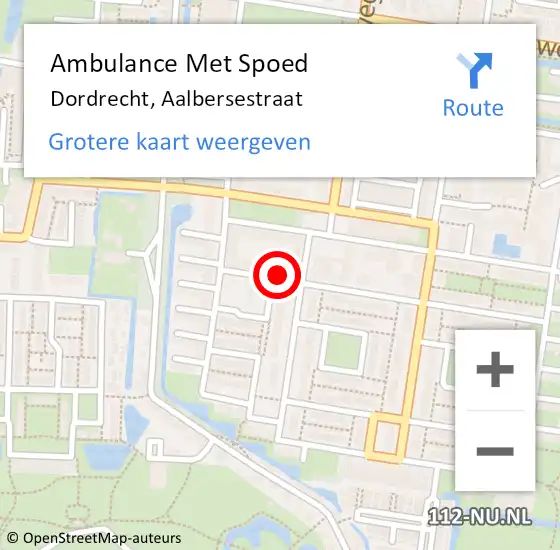 Locatie op kaart van de 112 melding: Ambulance Met Spoed Naar Dordrecht, Aalbersestraat op 20 april 2023 21:45