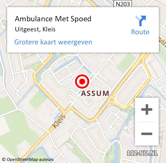 Locatie op kaart van de 112 melding: Ambulance Met Spoed Naar Uitgeest, Kleis op 20 april 2023 21:58