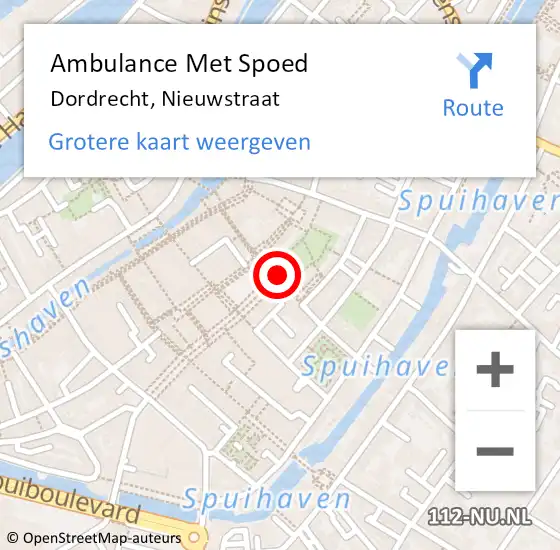 Locatie op kaart van de 112 melding: Ambulance Met Spoed Naar Dordrecht, Nieuwstraat op 20 april 2023 23:49