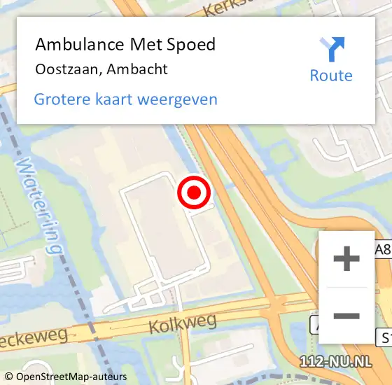 Locatie op kaart van de 112 melding: Ambulance Met Spoed Naar Oostzaan, Ambacht op 21 april 2023 01:50