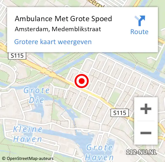 Locatie op kaart van de 112 melding: Ambulance Met Grote Spoed Naar Amsterdam, Medemblikstraat op 21 april 2023 07:09