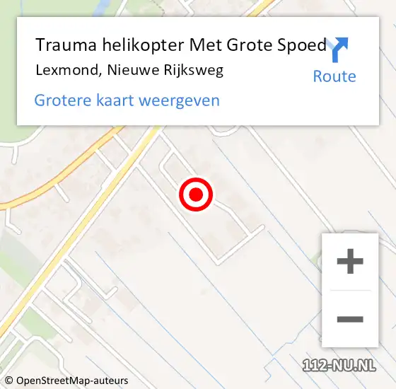 Locatie op kaart van de 112 melding: Trauma helikopter Met Grote Spoed Naar Lexmond, Nieuwe Rijksweg op 21 april 2023 10:58