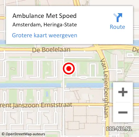 Locatie op kaart van de 112 melding: Ambulance Met Spoed Naar Amsterdam, Heringa-State op 21 april 2023 14:03