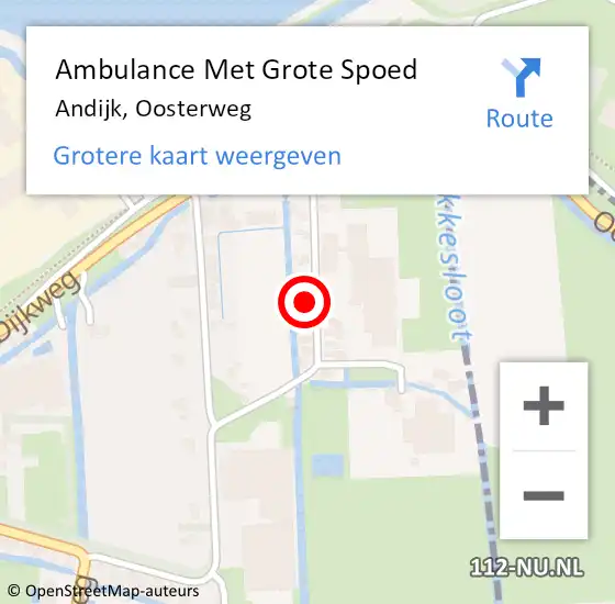 Locatie op kaart van de 112 melding: Ambulance Met Grote Spoed Naar Andijk, Oosterweg op 21 april 2023 14:10