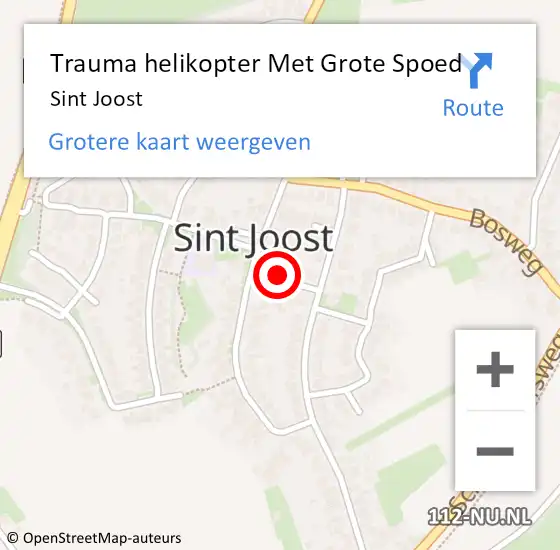 Locatie op kaart van de 112 melding: Trauma helikopter Met Grote Spoed Naar Sint Joost op 21 april 2023 14:57