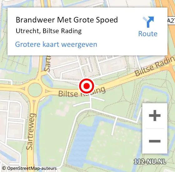 Locatie op kaart van de 112 melding: Brandweer Met Grote Spoed Naar Utrecht, Biltse Rading op 21 april 2023 15:41