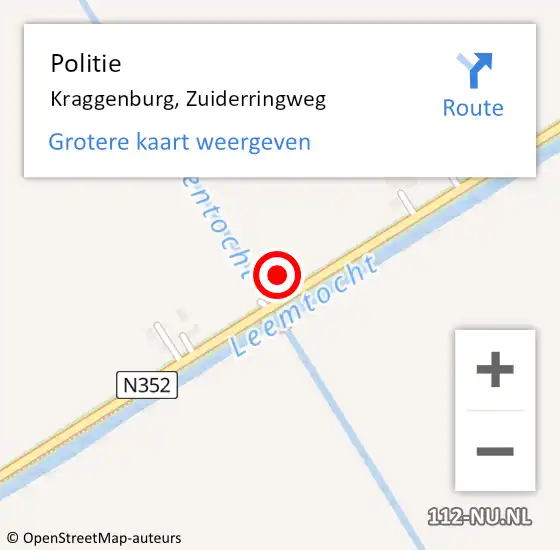 Locatie op kaart van de 112 melding: Politie Kraggenburg, Zuiderringweg op 21 april 2023 17:29