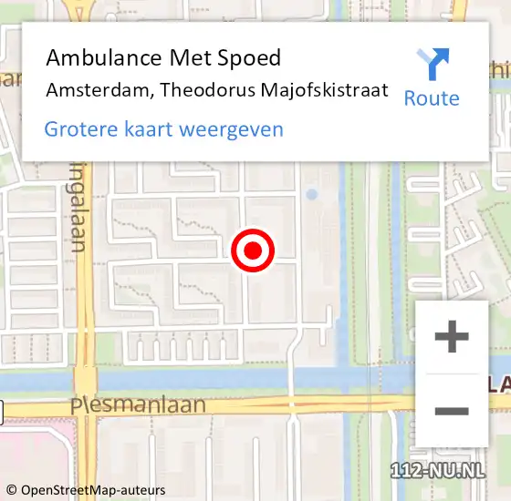 Locatie op kaart van de 112 melding: Ambulance Met Spoed Naar Amsterdam, Theodorus Majofskistraat op 21 april 2023 17:58
