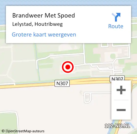 Locatie op kaart van de 112 melding: Brandweer Met Spoed Naar Lelystad, Houtribweg op 21 april 2023 18:29