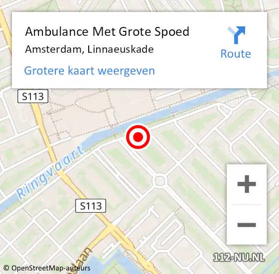 Locatie op kaart van de 112 melding: Ambulance Met Grote Spoed Naar Amsterdam, Linnaeuskade op 21 april 2023 19:35