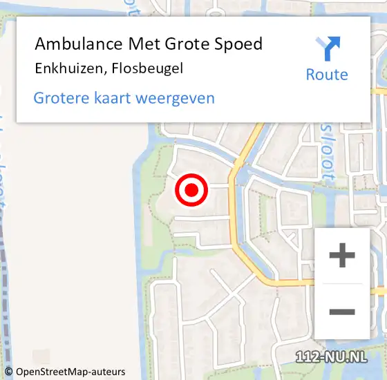 Locatie op kaart van de 112 melding: Ambulance Met Grote Spoed Naar Enkhuizen, Flosbeugel op 21 april 2023 19:44