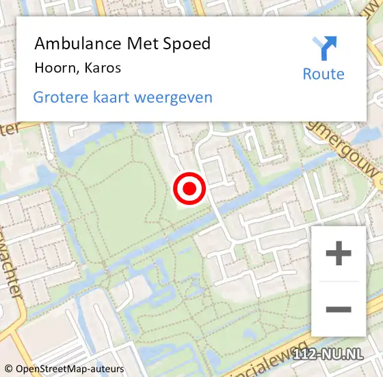 Locatie op kaart van de 112 melding: Ambulance Met Spoed Naar Hoorn, Karos op 21 april 2023 19:52