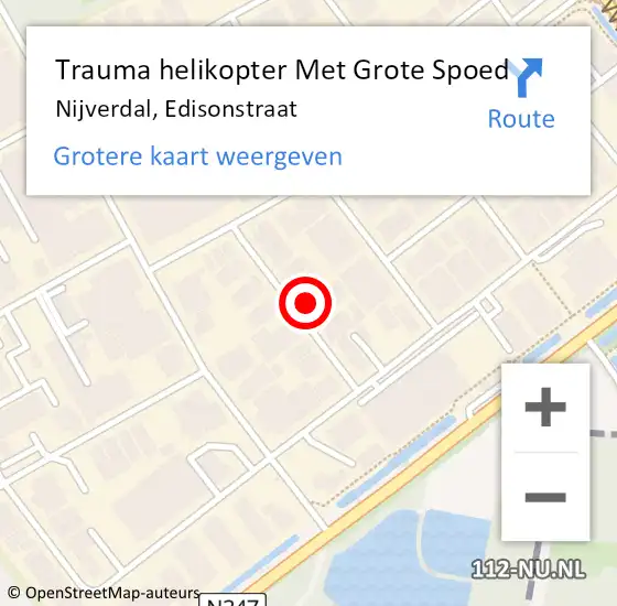 Locatie op kaart van de 112 melding: Trauma helikopter Met Grote Spoed Naar Nijverdal, Edisonstraat op 21 april 2023 20:08