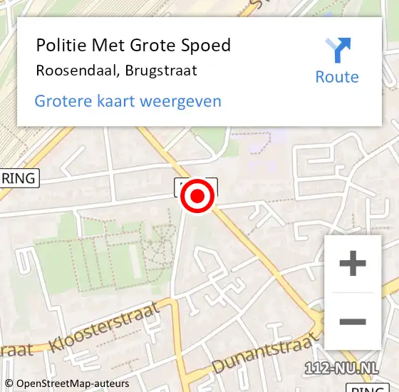 Locatie op kaart van de 112 melding: Politie Met Grote Spoed Naar Roosendaal, Brugstraat op 21 april 2023 21:07