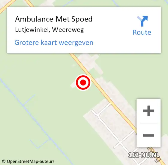 Locatie op kaart van de 112 melding: Ambulance Met Spoed Naar Lutjewinkel, Weereweg op 21 april 2023 21:24