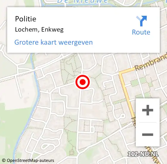 Locatie op kaart van de 112 melding: Politie Lochem, Enkweg op 21 april 2023 21:34