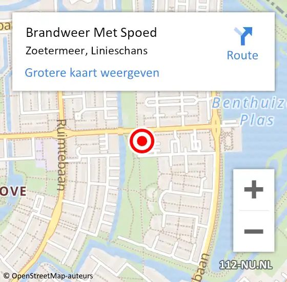 Locatie op kaart van de 112 melding: Brandweer Met Spoed Naar Zoetermeer, Linieschans op 21 april 2023 23:08