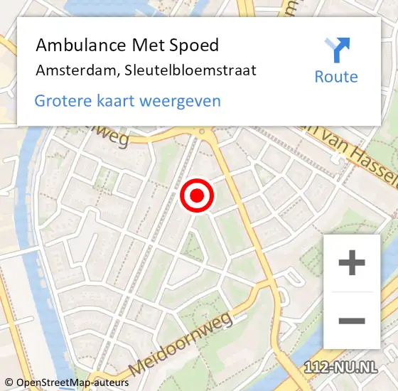 Locatie op kaart van de 112 melding: Ambulance Met Spoed Naar Amsterdam, Sleutelbloemstraat op 21 april 2023 23:08