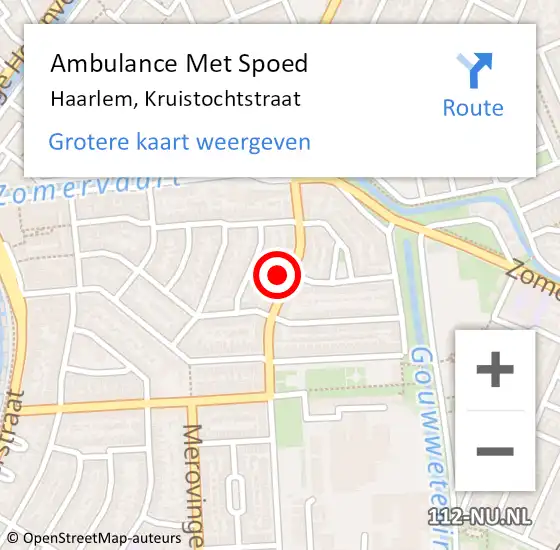 Locatie op kaart van de 112 melding: Ambulance Met Spoed Naar Haarlem, Kruistochtstraat op 22 april 2023 00:39