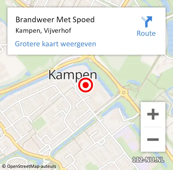 Locatie op kaart van de 112 melding: Brandweer Met Spoed Naar Kampen, Vijverhof op 22 april 2023 01:06
