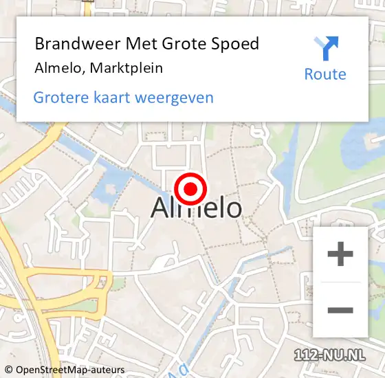Locatie op kaart van de 112 melding: Brandweer Met Grote Spoed Naar Almelo, Marktplein op 23 augustus 2014 00:16