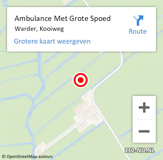 Locatie op kaart van de 112 melding: Ambulance Met Grote Spoed Naar Warder, Kooiweg op 22 april 2023 05:19