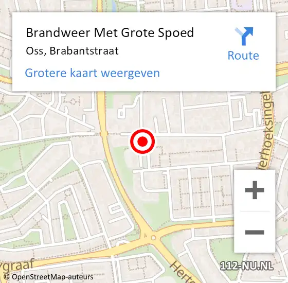 Locatie op kaart van de 112 melding: Brandweer Met Grote Spoed Naar Oss, Brabantstraat op 22 april 2023 06:06