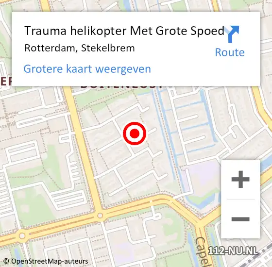 Locatie op kaart van de 112 melding: Trauma helikopter Met Grote Spoed Naar Rotterdam, Stekelbrem op 22 april 2023 07:29