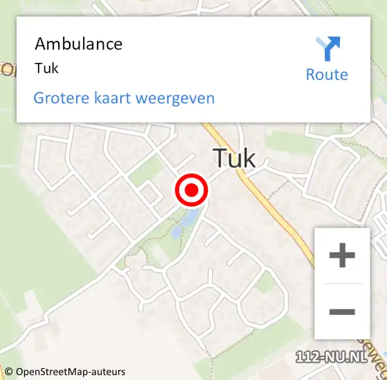 Locatie op kaart van de 112 melding: Ambulance Tuk op 22 april 2023 09:12