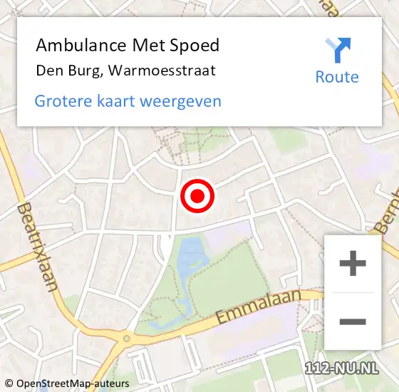 Locatie op kaart van de 112 melding: Ambulance Met Spoed Naar Den Burg, Warmoesstraat op 22 april 2023 10:32