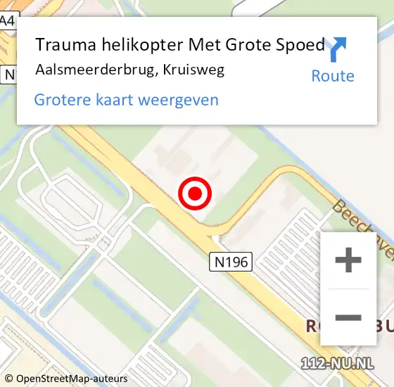 Locatie op kaart van de 112 melding: Trauma helikopter Met Grote Spoed Naar Aalsmeerderbrug, Kruisweg op 22 april 2023 11:34