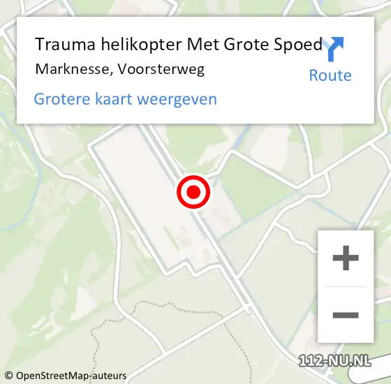 Locatie op kaart van de 112 melding: Trauma helikopter Met Grote Spoed Naar Marknesse, Voorsterweg op 22 april 2023 12:50
