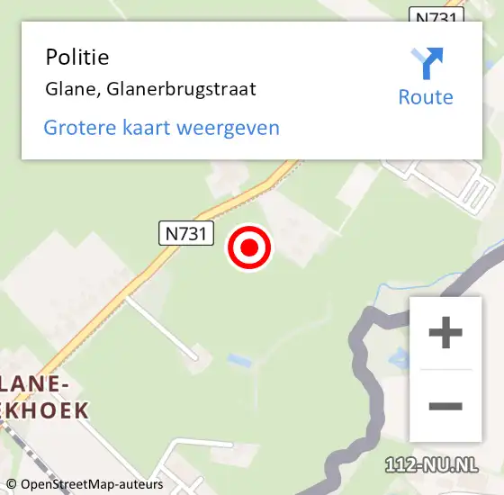 Locatie op kaart van de 112 melding: Politie Glane, Glanerbrugstraat op 22 april 2023 13:07