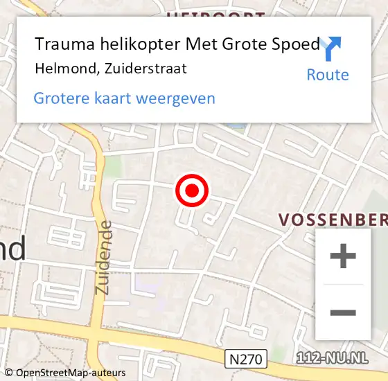 Locatie op kaart van de 112 melding: Trauma helikopter Met Grote Spoed Naar Helmond, Zuiderstraat op 22 april 2023 13:23