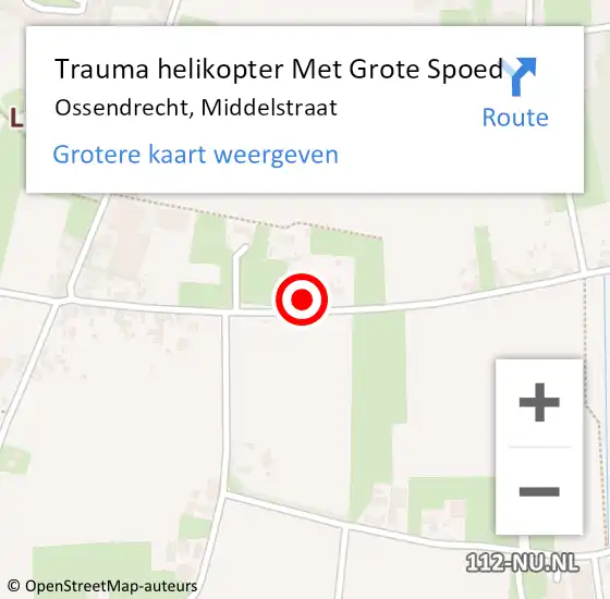 Locatie op kaart van de 112 melding: Trauma helikopter Met Grote Spoed Naar Ossendrecht, Middelstraat op 22 april 2023 14:10