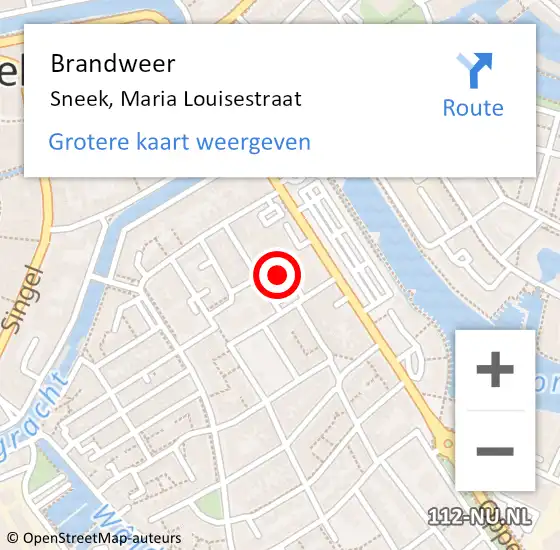 Locatie op kaart van de 112 melding: Brandweer Sneek, Maria Louisestraat op 22 april 2023 16:06