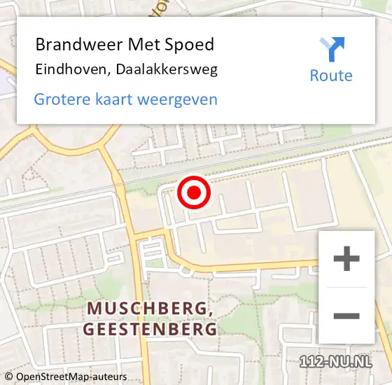 Locatie op kaart van de 112 melding: Brandweer Met Spoed Naar Eindhoven, Daalakkersweg op 22 april 2023 19:23