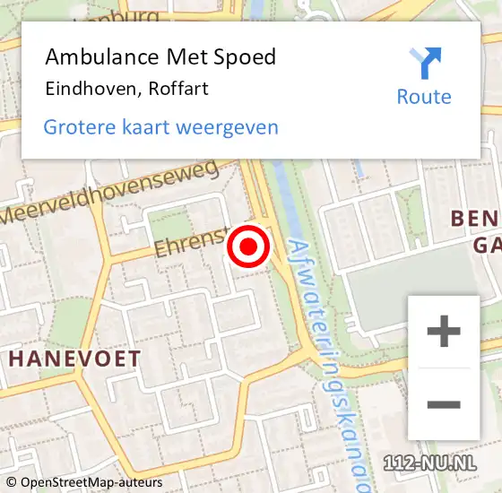 Locatie op kaart van de 112 melding: Ambulance Met Spoed Naar Eindhoven, Roffart op 23 augustus 2014 03:20